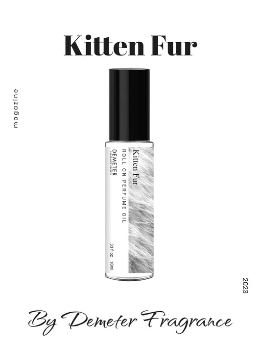 Demeter Kitten Fur Roll-On cap close-up showing smooth-glide ball for quick touch-ups.