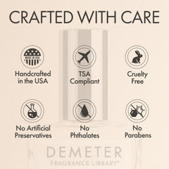 Demeter Natural Perfume Spray Linen on wrist demonstrates subtle daily scent.