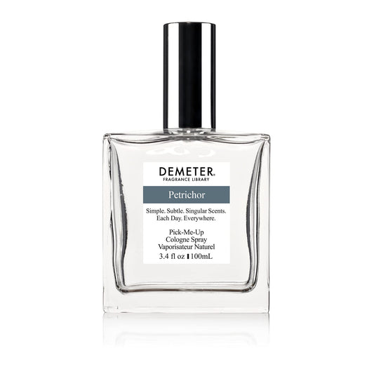 Demeter Petrichor bottle pour, earthy rain-inspired fragrance for daily freshness