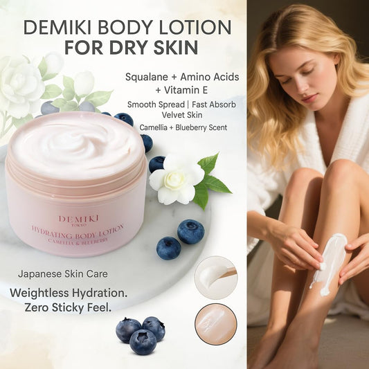 DEMIKI body lotion with perfume fragrance layer for a spa-like scent