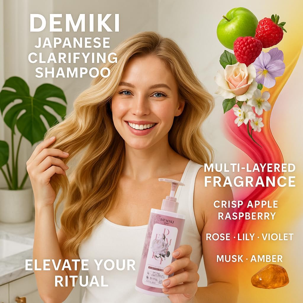 DEMIKI Shampoo oily-hair-clarifying-lather demonstrates sulfate-free cleansing for oil control.