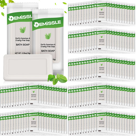 Demissle bulk travel soap bars, 600-pack, ideal for hotels and guest rooms.