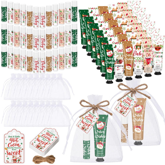 Demissle Christmas hot cocoa hand cream favor in festive packaging for guests