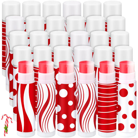 Demissle Christmas lip balm in red-white design keeps lips hydrated during winter.