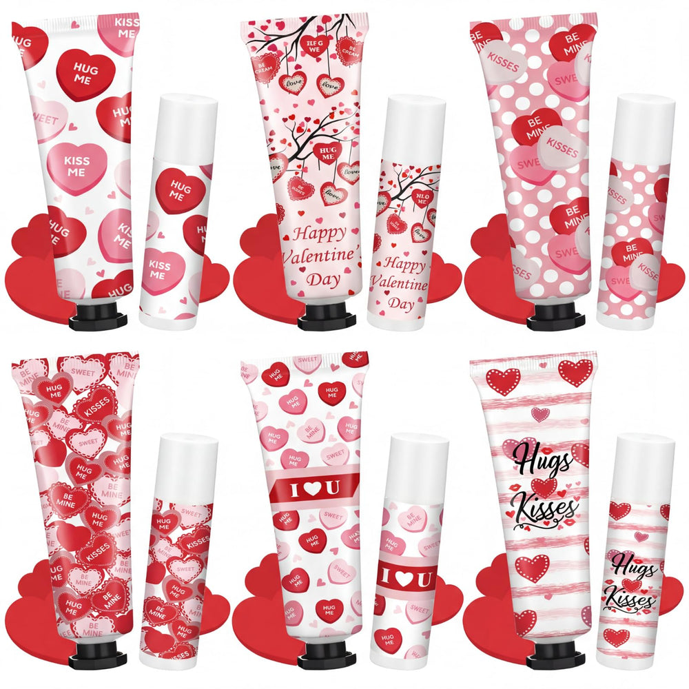 Demissle valentines hand cream and lip balm 6-set, portable hydration.