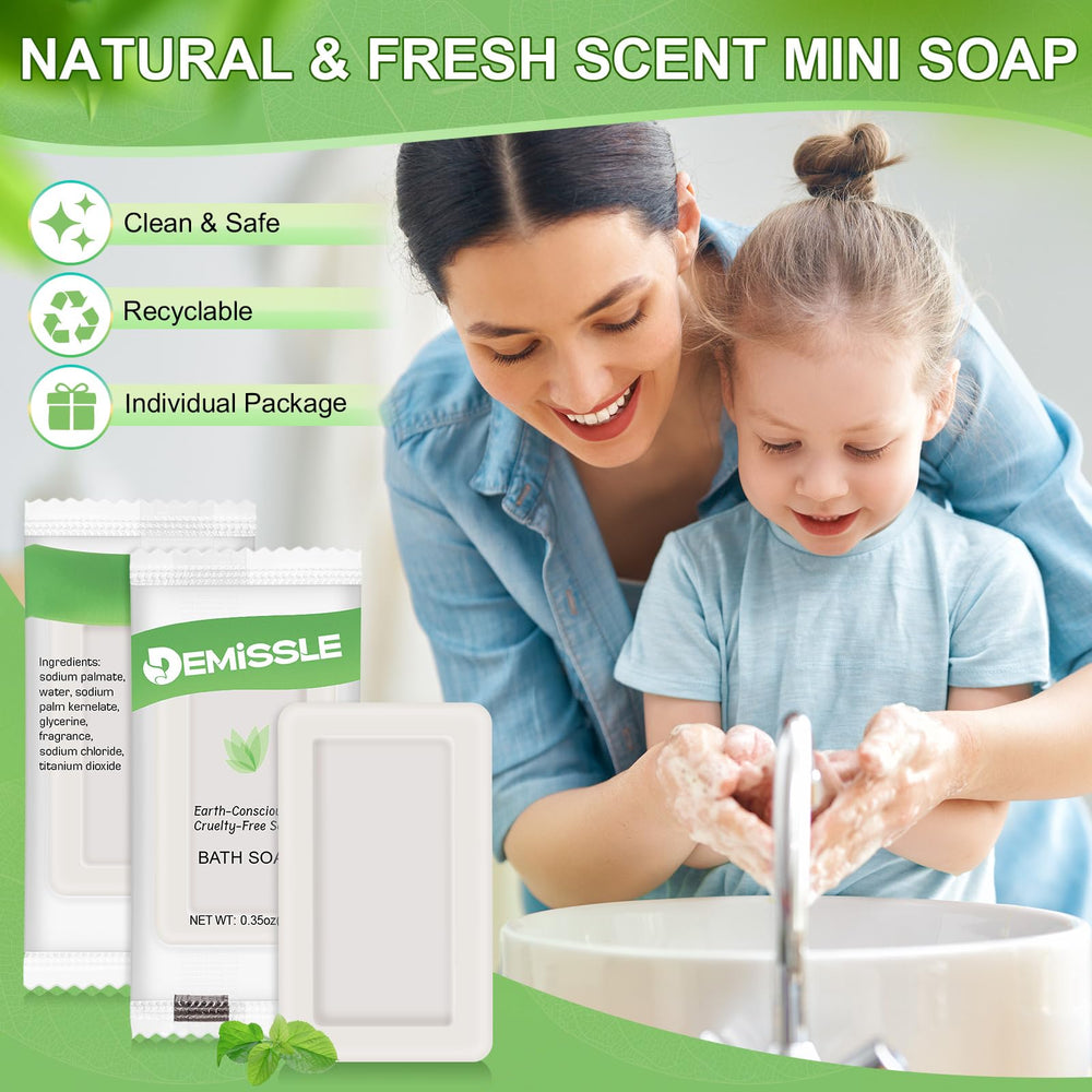 Demissle soap based on vegetable oil for mild cleansing during travel.