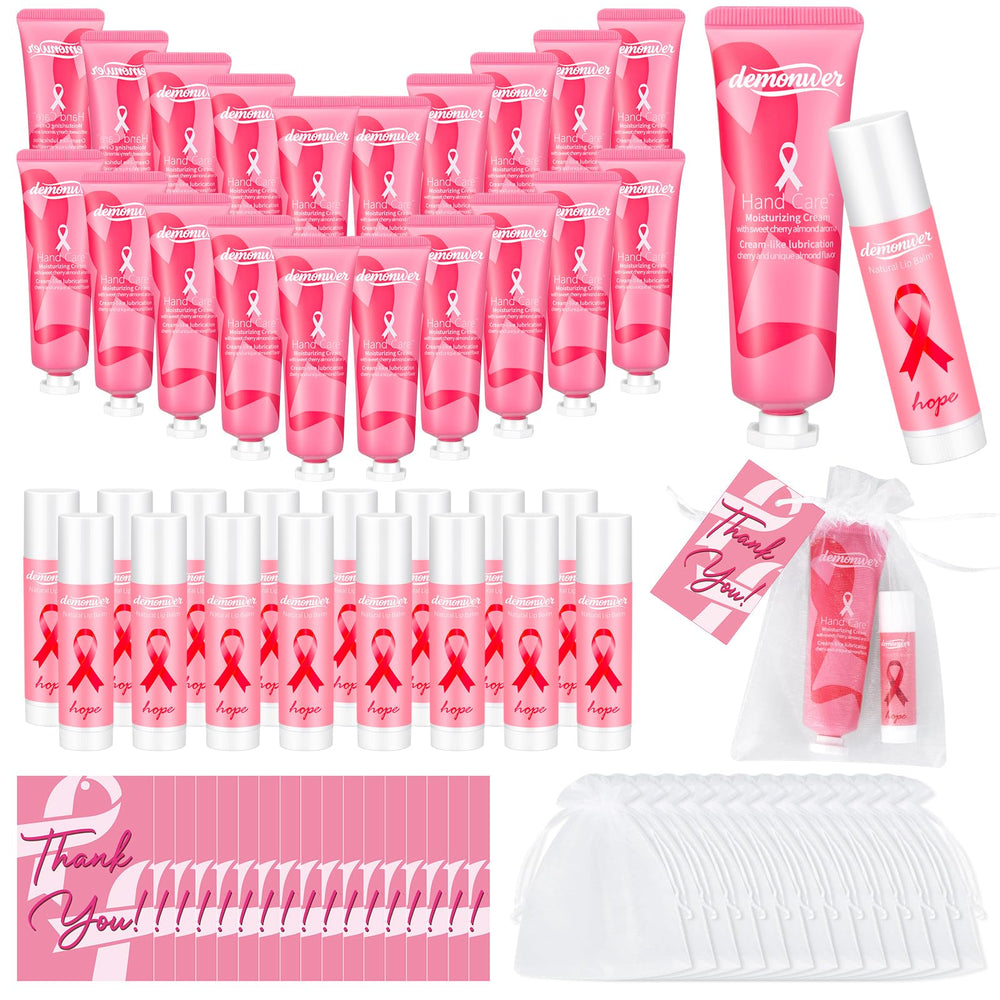 Demonwer pink ribbon hand cream gift, ideal for charity event favors and appreciation.