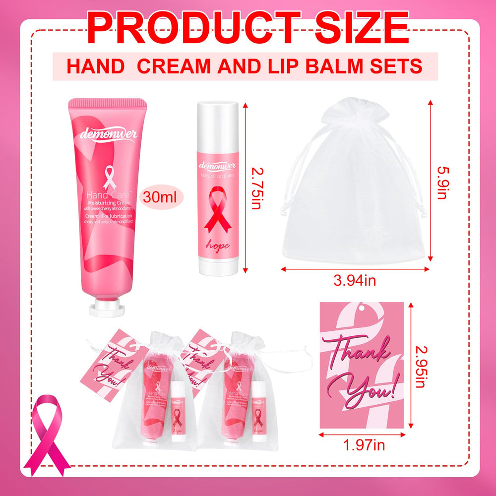 Demonwer pink ribbon lip balm, soothing skincare token for survivors and nurses.