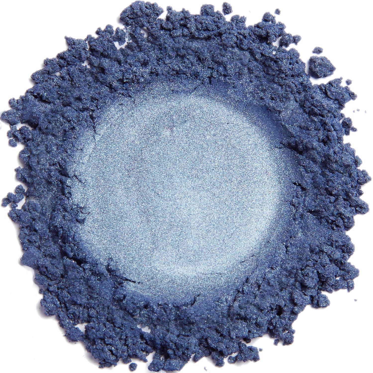 DEMÚRE Blue Sparkle eye shadow jar close-up with natural shimmer.