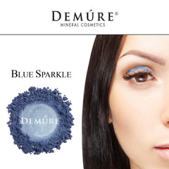 DEMÚRE Blue Sparkle glitter texture adds radiant lid highlight.