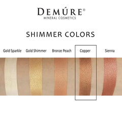 DEMÚRE copper shimmer eye shadow close-up showing silky mineral texture.
