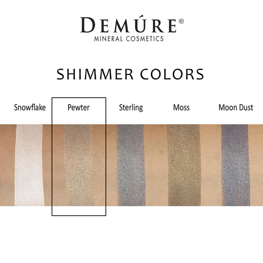 Demure Glitter Eyeshadow Pewter Shimmer Compact adds radiant sparkle.