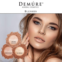 DEMURE mineral blush compact packaging shows portable, easy-access design.