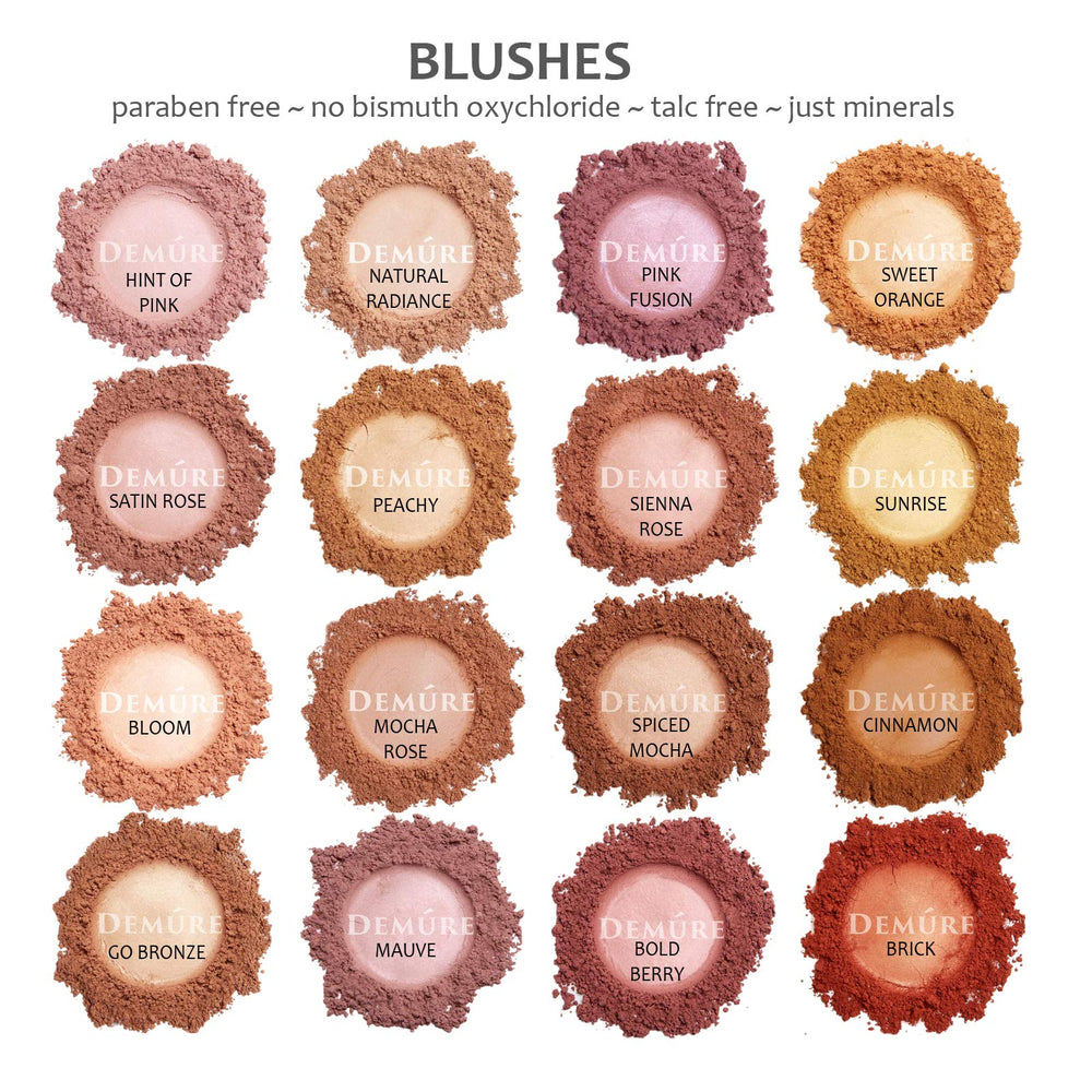 Demure Mineral Blush Go Bronze packaging with eco friendly design.