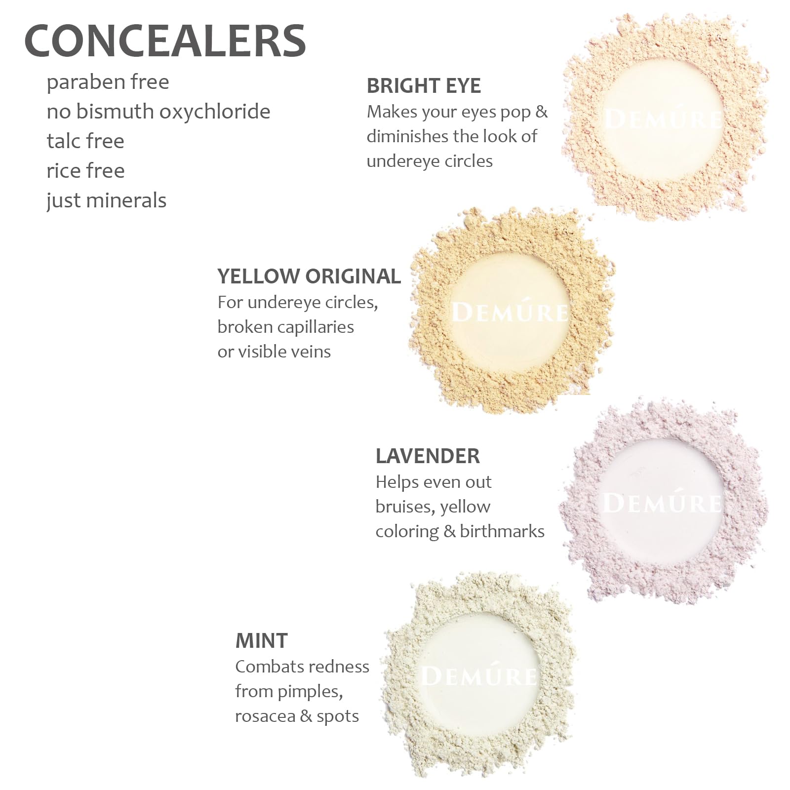 DEMÚRE Demure Mineral Concealer bright-eye usage on inner corner for lift.