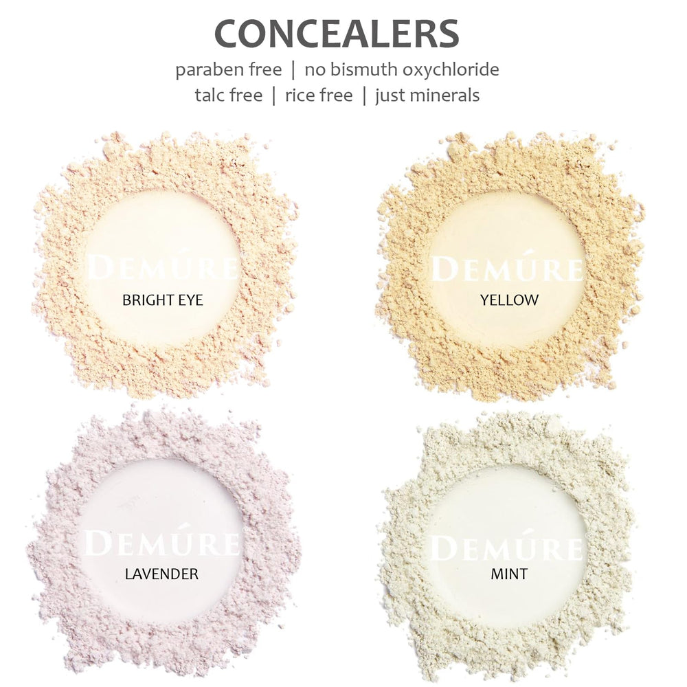 DEMÚRE Demure Mineral Concealer closeup jar highlighting packaging and texture.