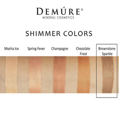 Demure Mineral Eye Shadow Brownstone Sparkle swatch shows buildable color payoff.