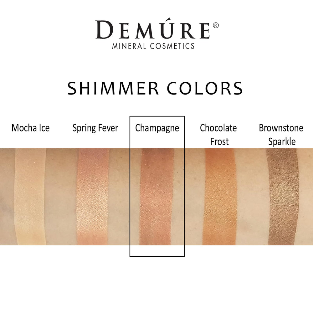 DEMÚRE Mineral Eye Shadow Deep Champagne adds subtle glow and shimmer.