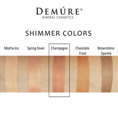DEMÚRE Mineral Eye Shadow Deep Champagne adds subtle glow and shimmer.