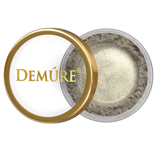 Demure Moss mineral eye shadow close-up with radiant shimmer and smooth glide.
