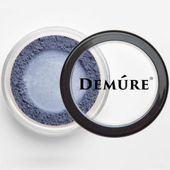 DEMÚRE smoky blue eye shadow glitter particles for subtle day-to-night sparkle