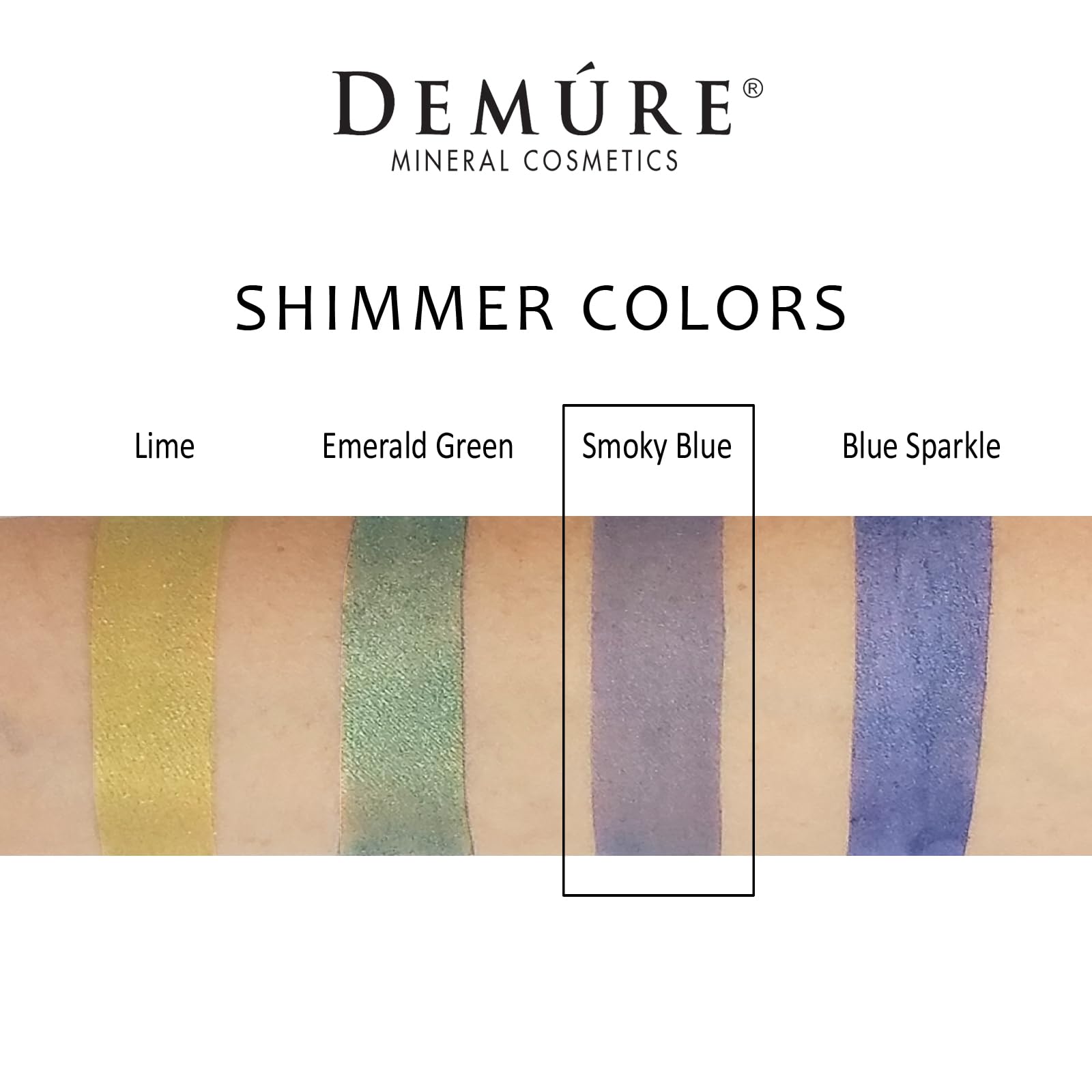 DEMÚRE smoky blue eye shadow jar closeup highlights loose mineral texture and vibrant pigment