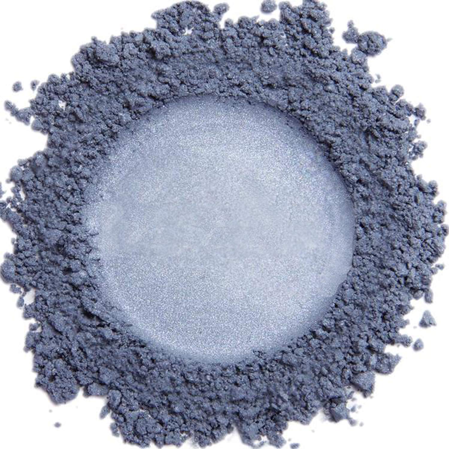 DEMÚRE Demure smoky blue eye shadow swatch showing rich mineral shimmer and blendable color