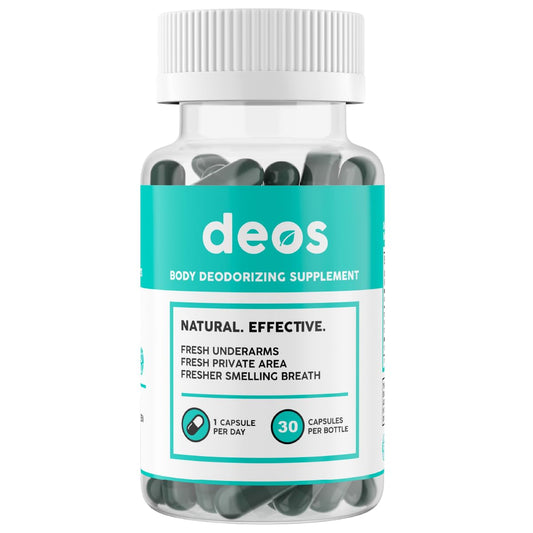DEOS internal deodorant capsule for all-day freshness and discreet use.