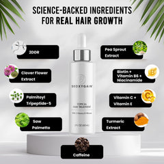 Applying Deoxygain serum to scalp for even distribution.