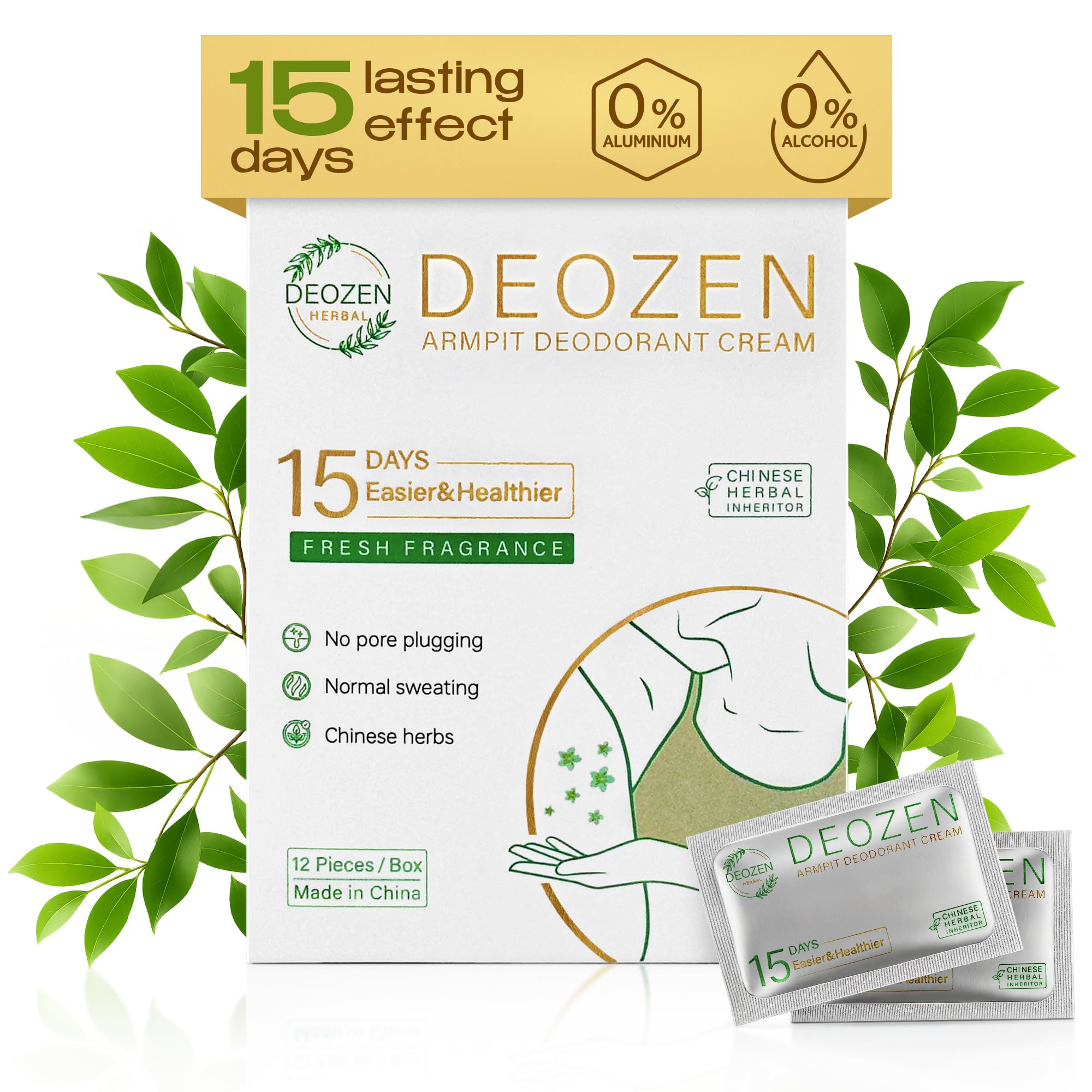 Deozen armpit deodorant cream jar showing natural formula for long-lasting freshness.