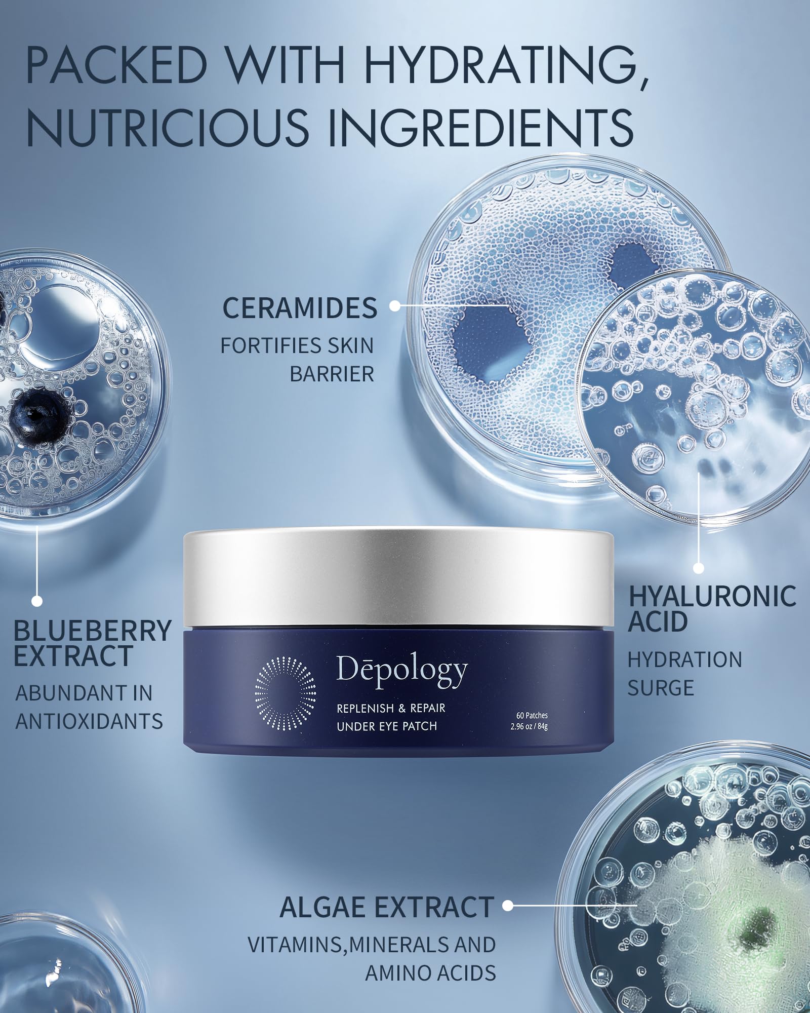 depology eye patches with botanical extracts and seaweed refresh the under-eye area.