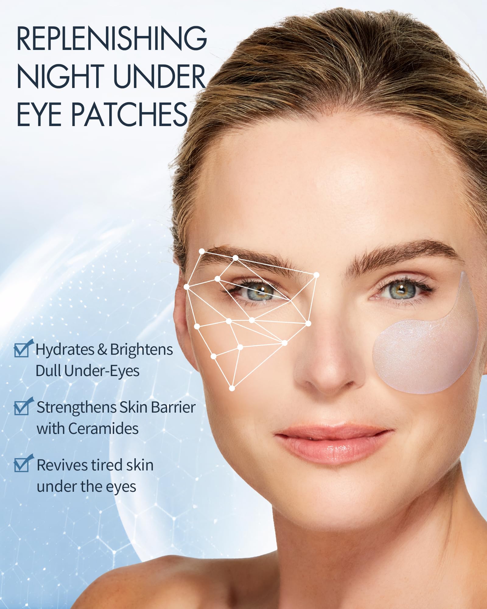 depology hydrogel eye patches adhere gently to the delicate eye area.