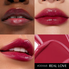 Depuplum berry red lipstick application closeup showing smooth glide