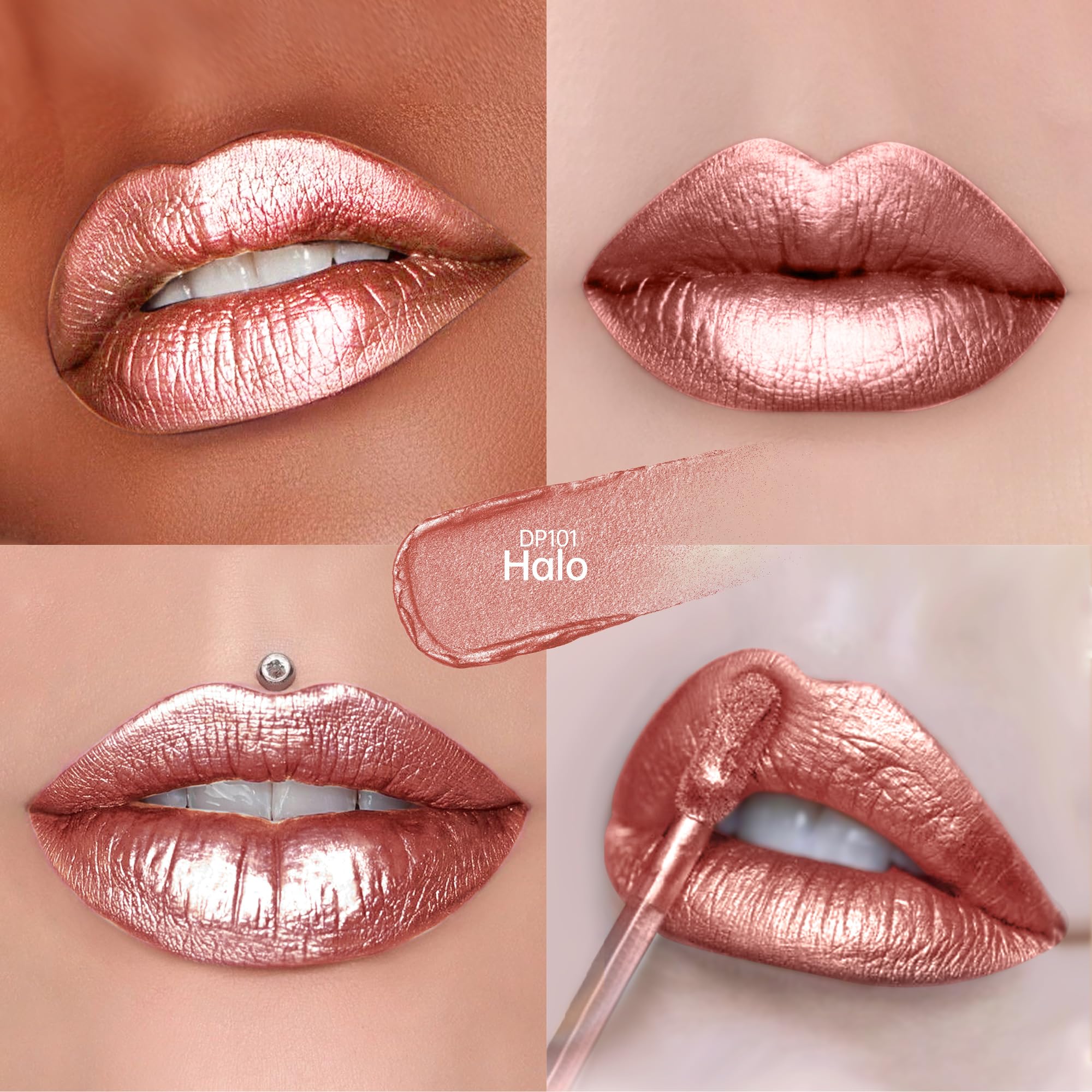 Depuplum DP101 swatch reveals rich burgundy metallic shimmer for evening looks.