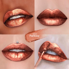 Depuplum lipstick swatches in dark red bronze highlight rich color payoff.