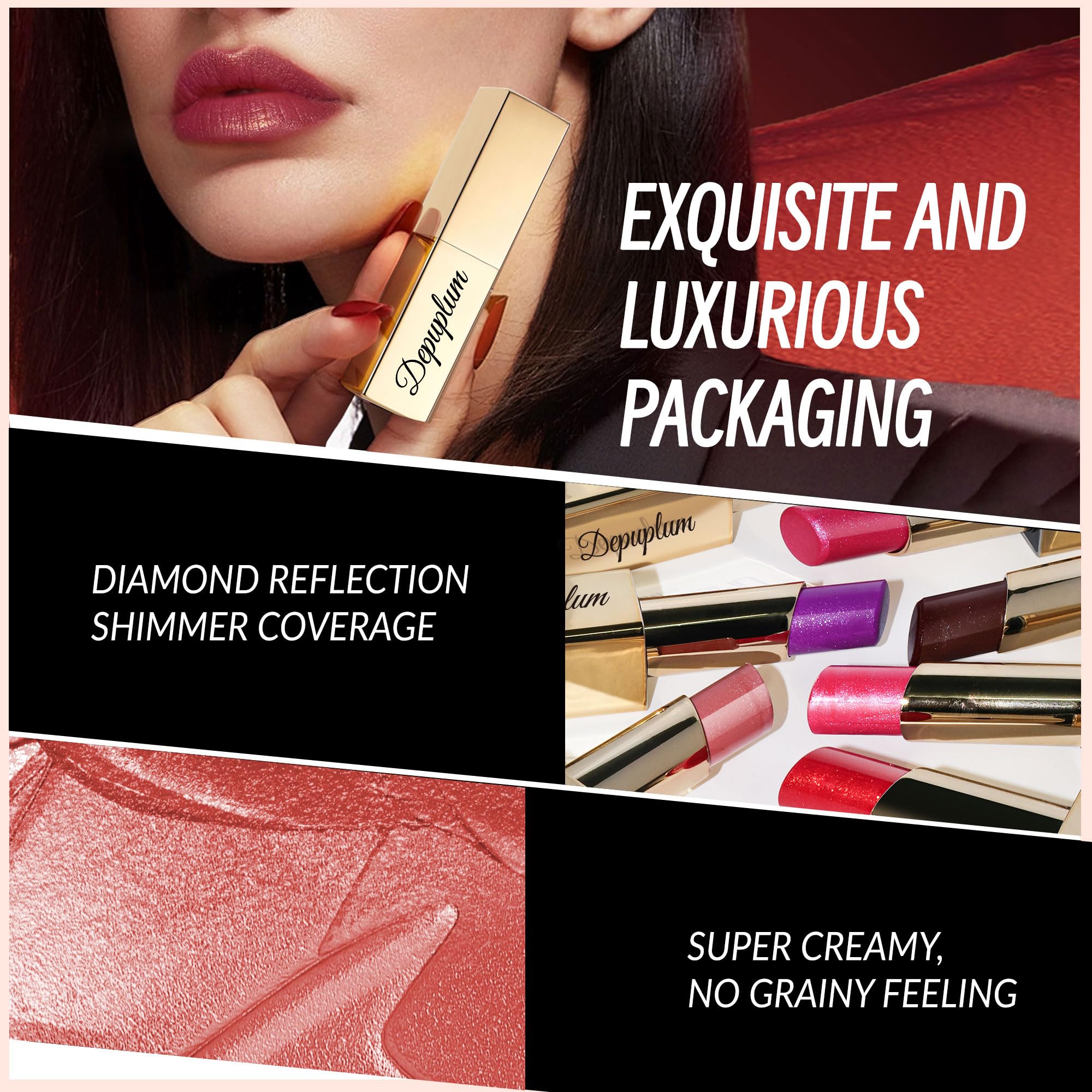 Depuplum Nude Red Pink Lipstick Set hydrates with Sodium Hyaluronate and Shea Butter