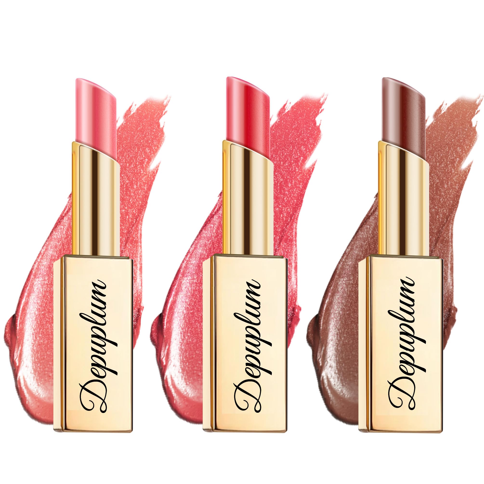 Depuplum pink-red-brown lip color set pack shot for daily wear.