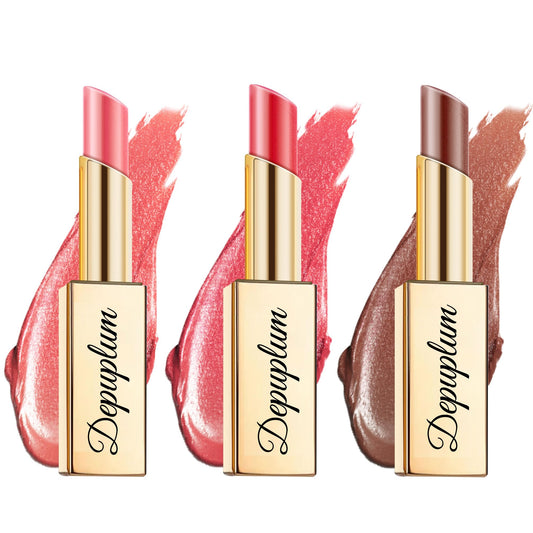 Depuplum pink-red-brown lip color set pack shot for daily wear.