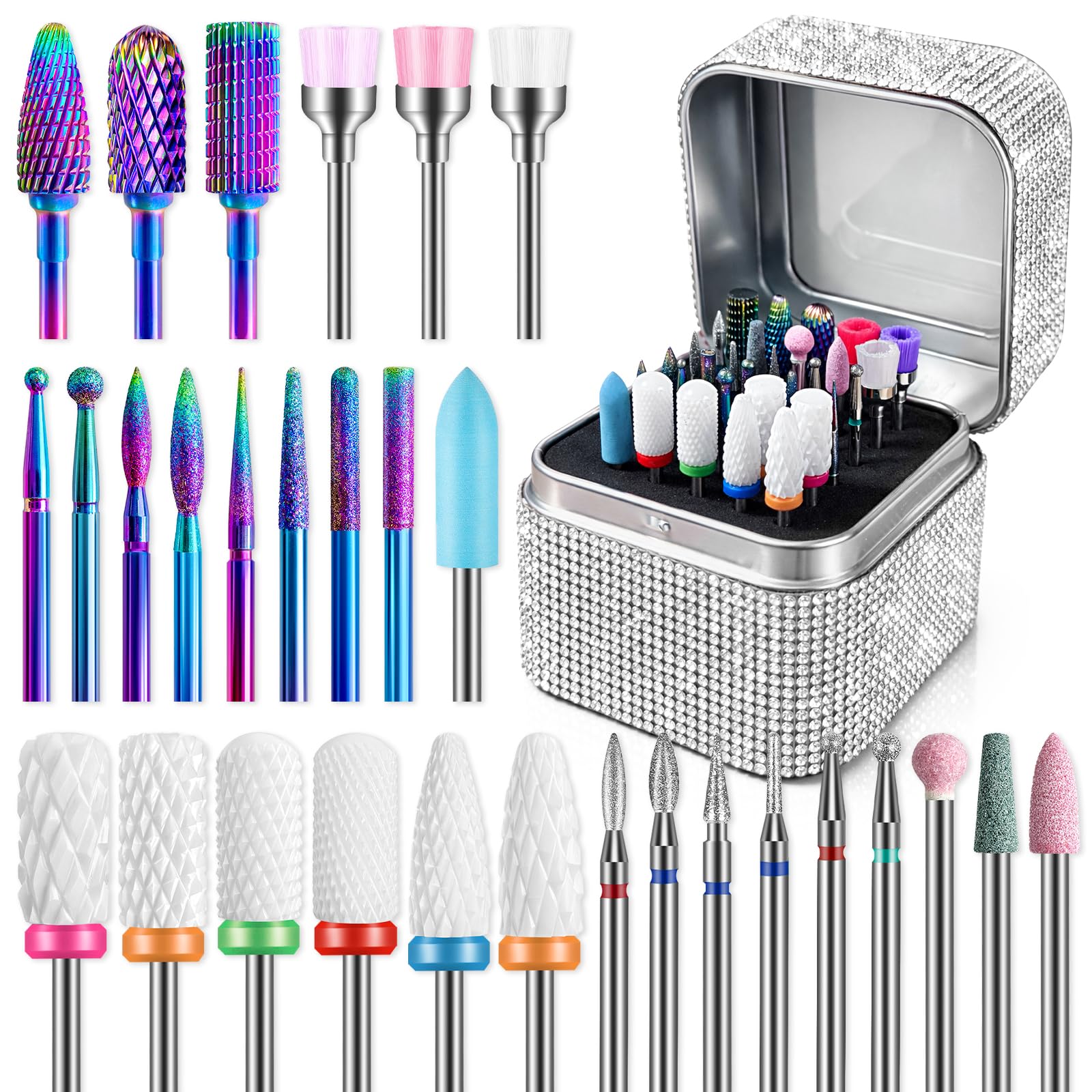 Depvko Nail Drill Bits storage case organized for travel and work