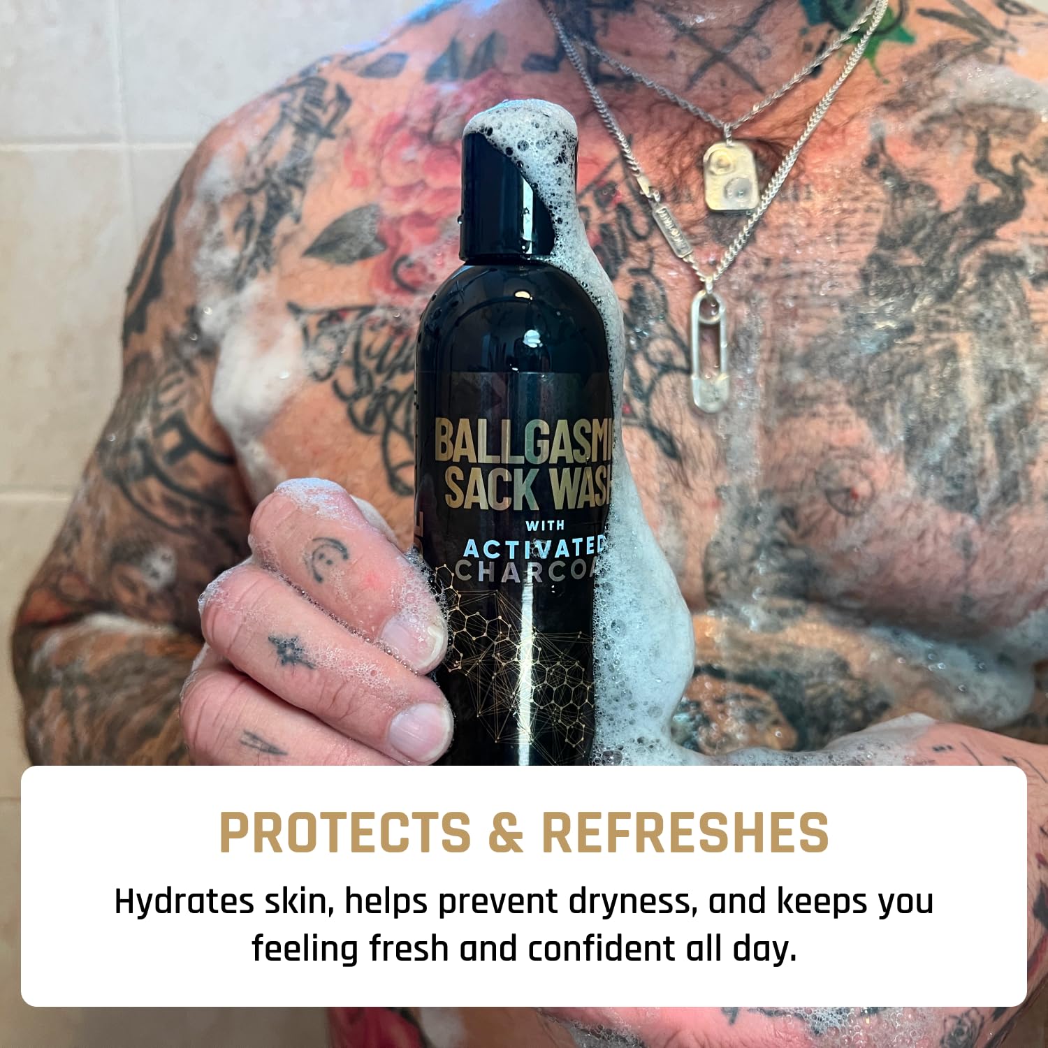 Derm Dude BallGasmic 8oz-bottle packaging ready for daily use.