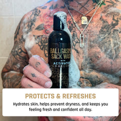 Derm Dude BallGasmic 8oz-bottle packaging ready for daily use.