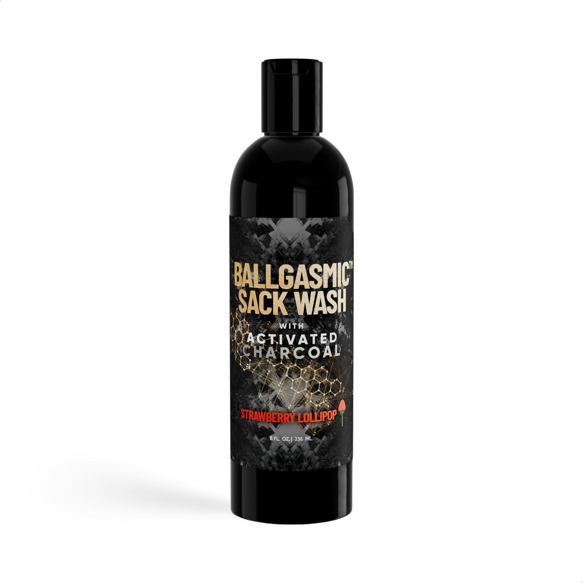 Derm Dude BallGasmic bottle front highlighting odor-control, refreshing wash for daily grooming.