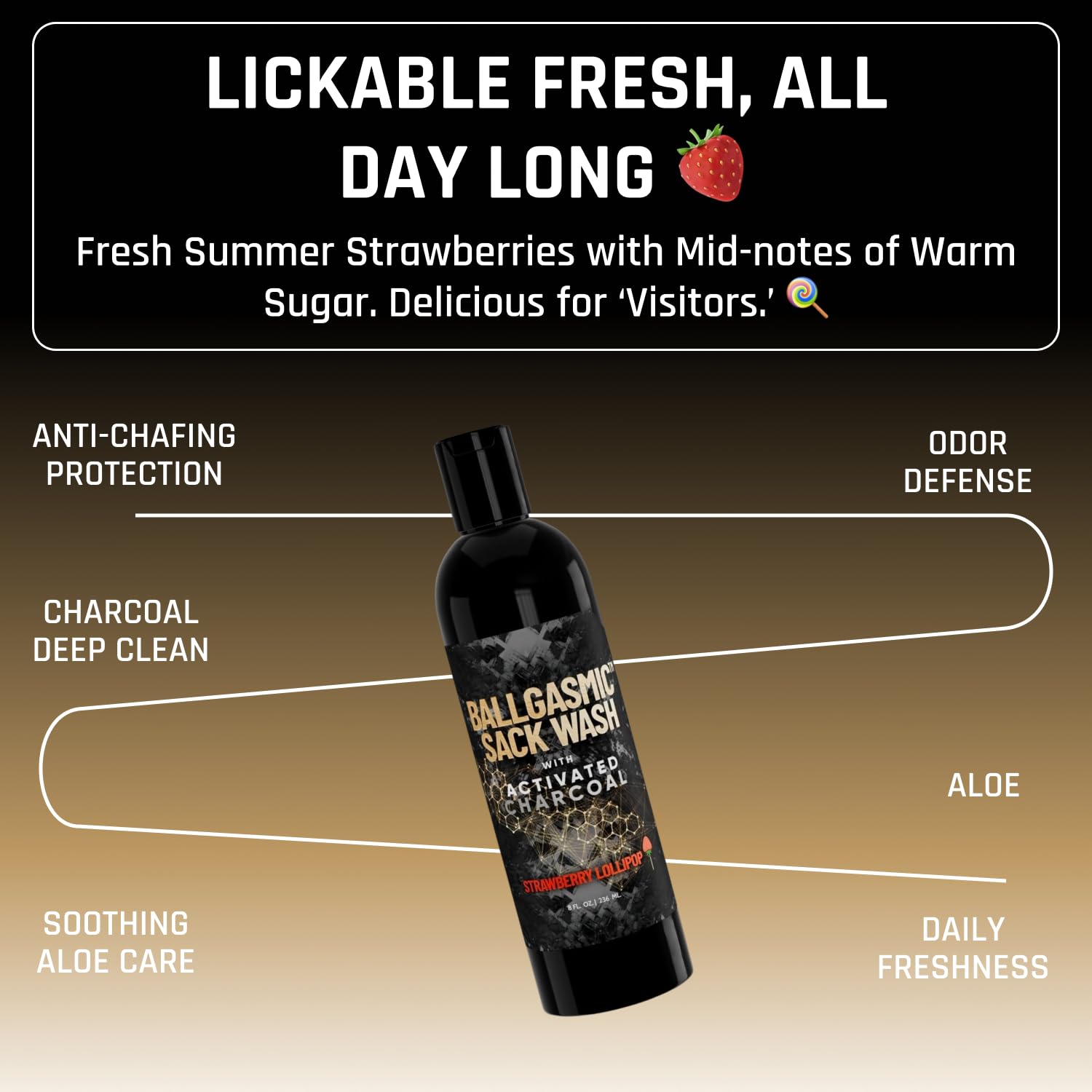 Derm Dude BallGasmic bottle pour showing easy application for anti-chafing cleansing after workouts.