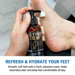 Derm Dude Holy Foot Cream 4 oz packaging illustrating compact travel-friendly size.