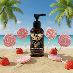 Derm Dude Holy Foot Cream texture close-up highlights lightweight hydration.