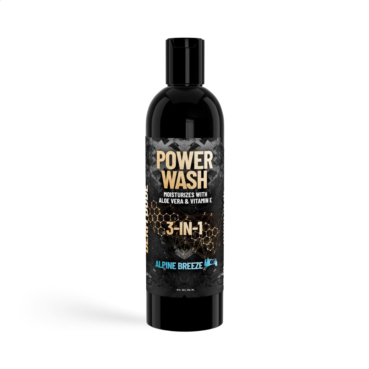 Derm Dude three-in-one body wash Alpine Breeze bottle ready for daily use