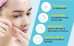 Derma Angel discreet skin-tone patch blending with facial skin