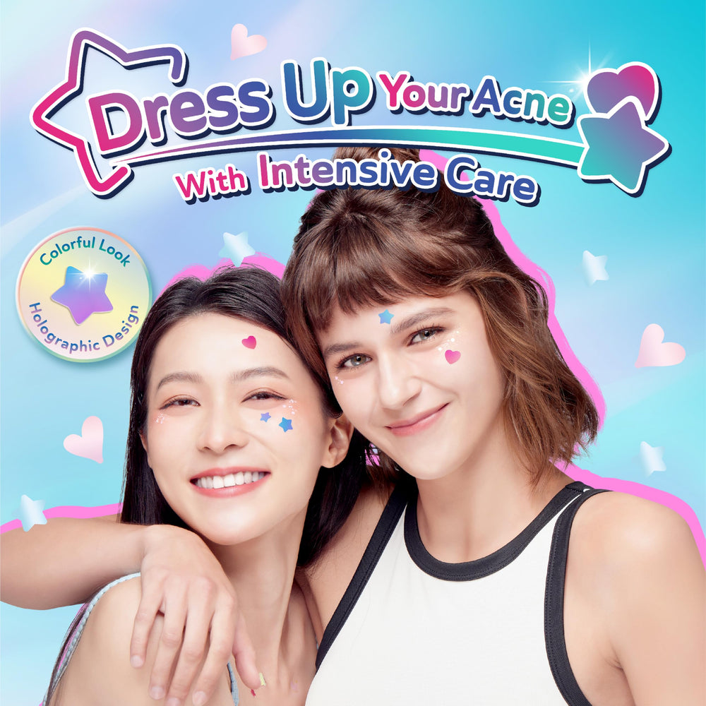 DERMA ANGEL Heart patches applied on the face for discreet acne care