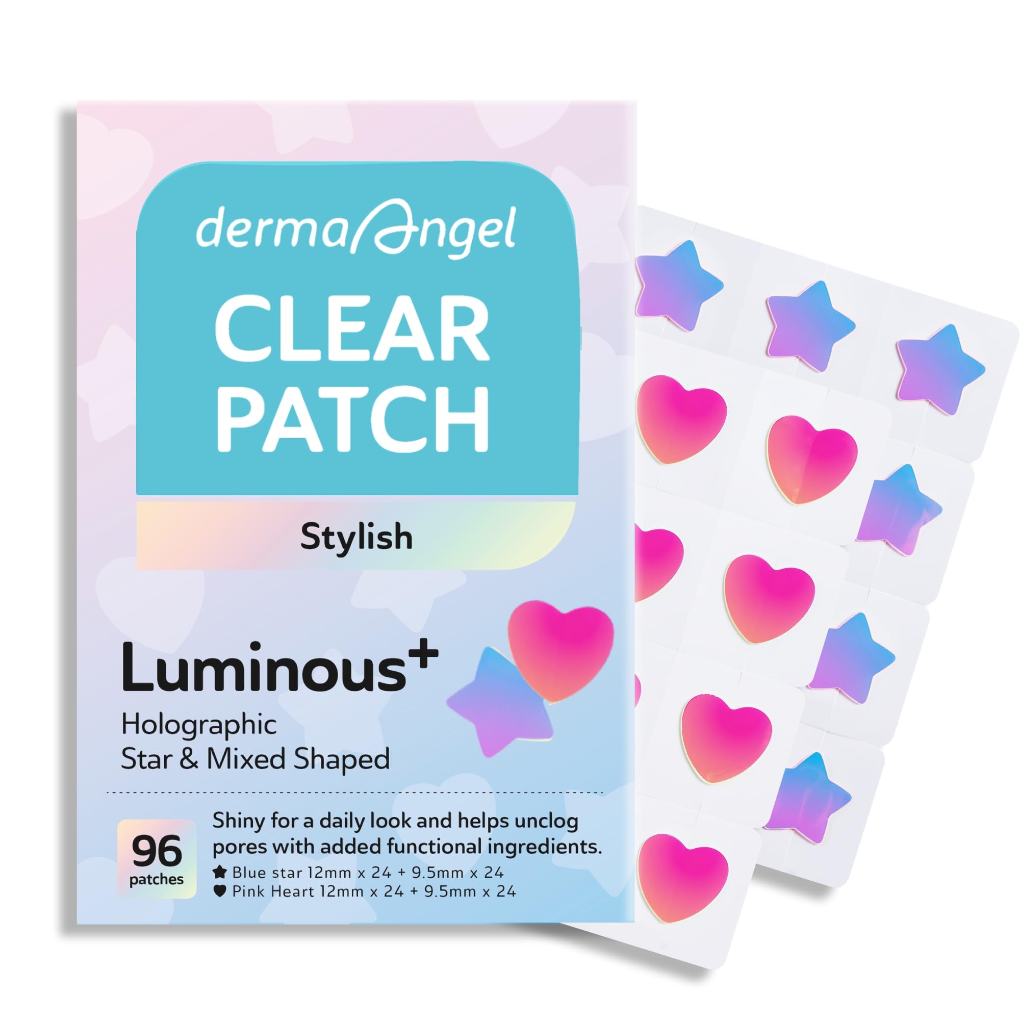 DERMA ANGEL Star patches applied on the face for high absorption and blemish care