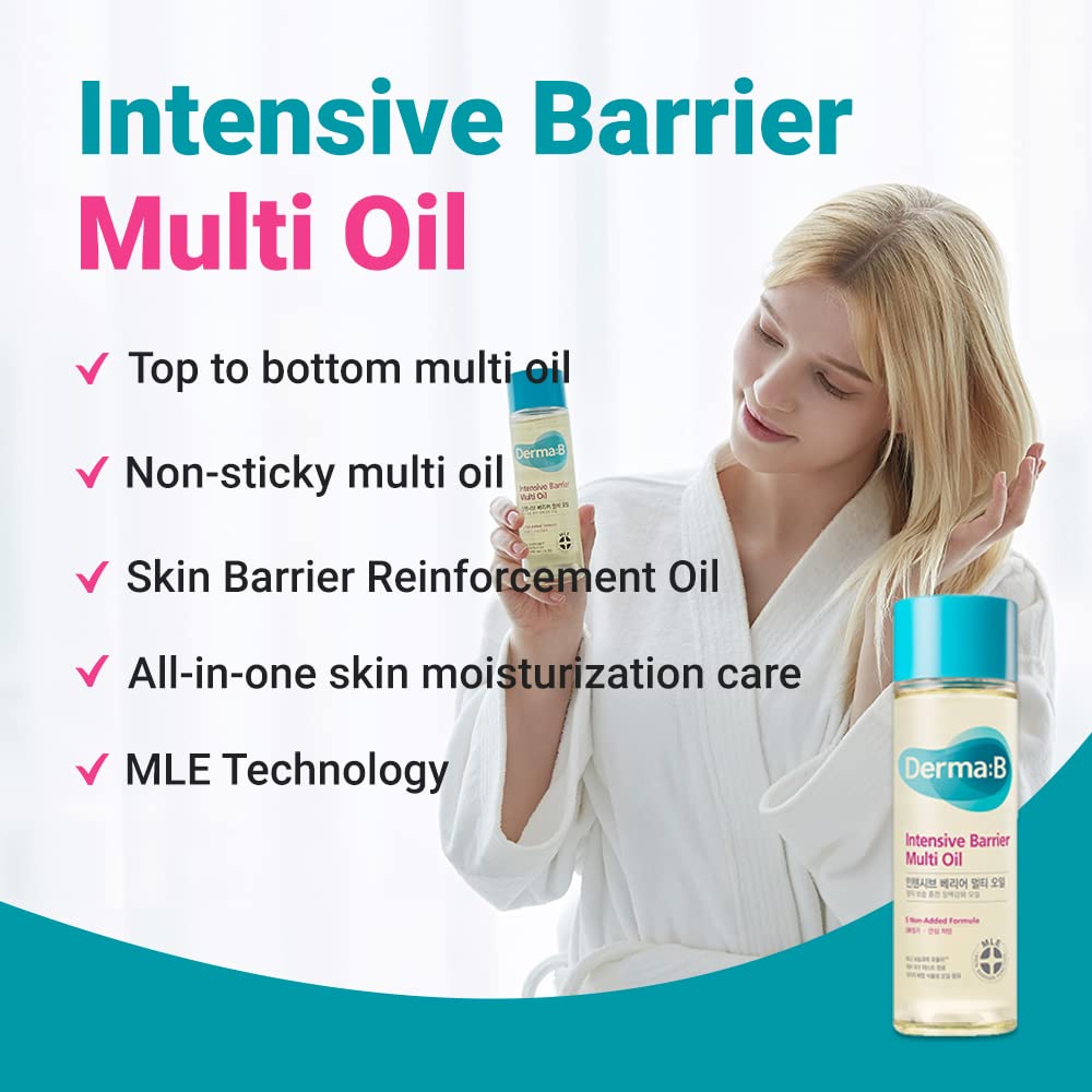 Derma B Intensive Barrier Multi Body Oil pump enables easy, non-greasy application